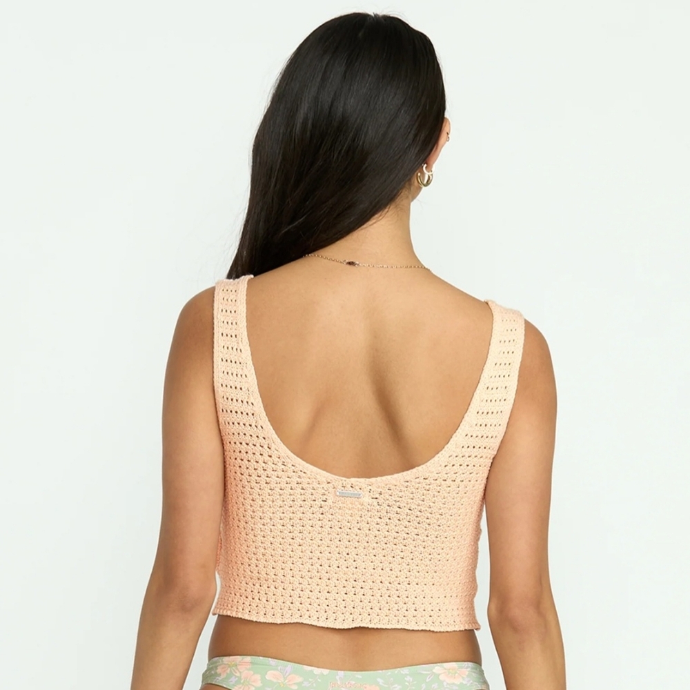 Billabong Cade Crochet Sweater Tank Top in Light Peach Sz M - Picture 7 of 8